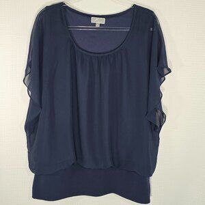 JM Collection 3X Navy Blue Sleeveless Top Lightweight Casual Classic Boho Sexy